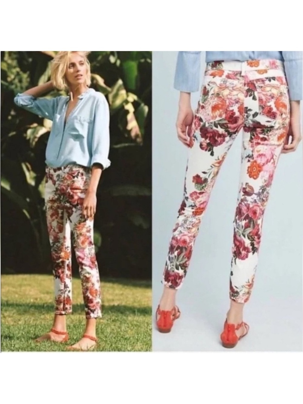 Pilcro Mid Rise Skinny Floral Jean